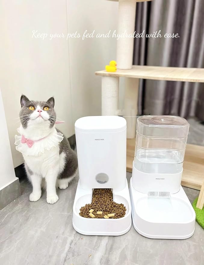 PAWGETHER 2 Pack Gravity Cat Feeder and Water Dispenser