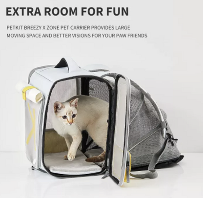 PETKIT Breezy Zone Cat Small Dog Backpack Carrier, Expandable Foldable Soft-Sided Cat Carrier for Kitten Puppy and Small Animals