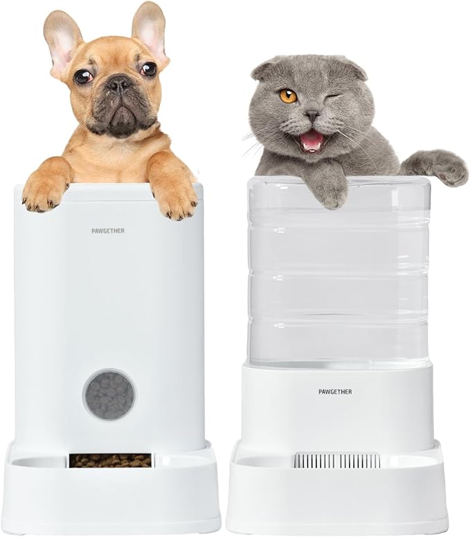 PAWGETHER 2 Pack Gravity Cat Feeder and Water Dispenser